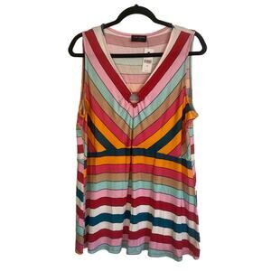 NWT Lane Bryant Classic Peplum V-neck Multicolor Tank Top Ring Detail Size 18/20